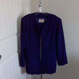 Kasper for A.S.L. Purple 100% Wool 2 Piece Skirt Suit Women Size 16
